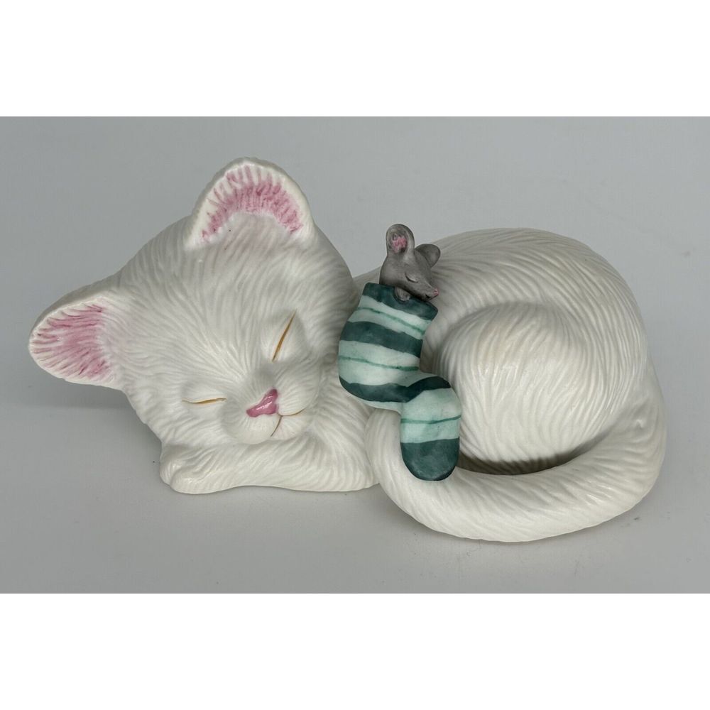 Vintage Enesco Cat‎ And Mouse Porcelain Figurine 1990 by Kathy Wise